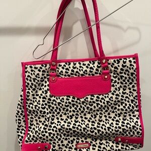 Rebecca Minkoff Pink and Black Leopard Print Tote
